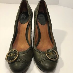 Frye Hannah Pump Dark Green Wedge Heel Women’s 8M